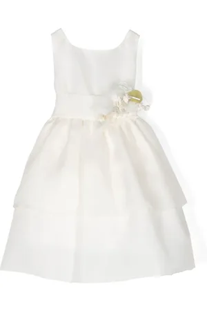 LA STUPENDERIA Floral-appliqué silk dress