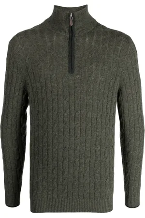 N.PEAL Cable-knit half-zip jumper