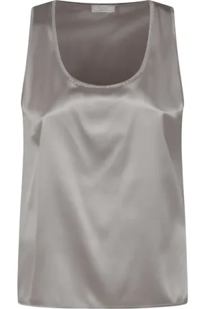 PESERICO SIGN Satin scoop-neck top