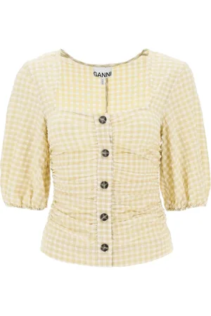 Ganni Check-print blouse