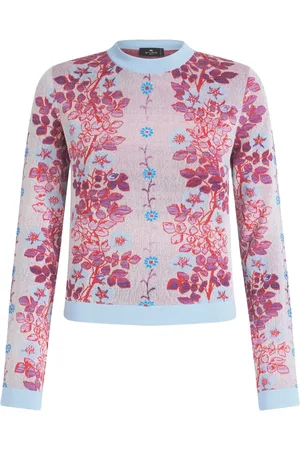 Etro Floral-jacquard crew-neck blouse