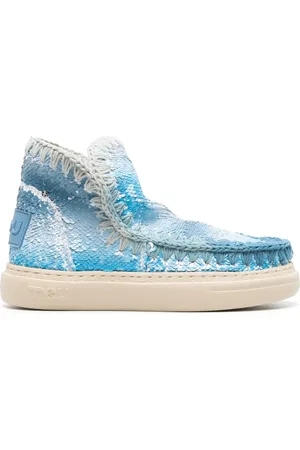 Mou Crochet-trim sequined boots