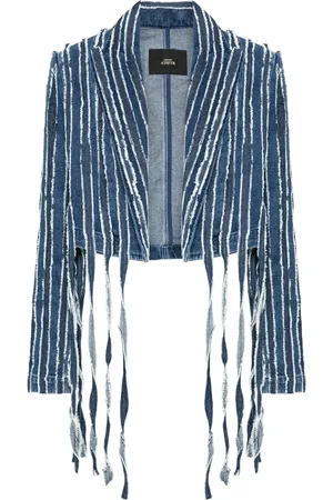 Twin-Set Fringed cropped denim jacket