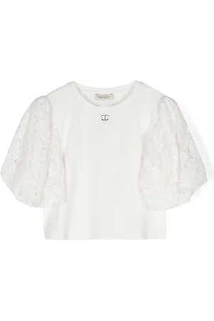 Twin-Set Lace-sleeves jersey blouse