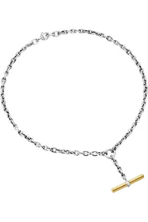 David Yurman 18K yellow gold and sterling DY Mercer?? Petite Toggle Chain diamond necklace