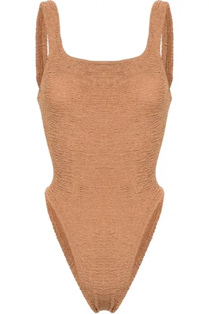 Hunza G Crinkled-effect open-back swimsuit