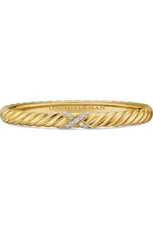 David Yurman 18K yellow Sculpted Cable X Center Station diamond bracelet