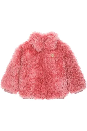 Dolce & Gabbana DG-logo faux-fur coat