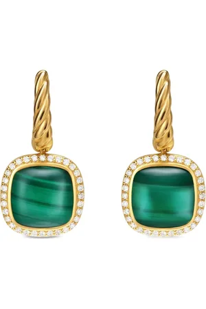 David Yurman 18kt yellow Albion malachite and diamond earrings