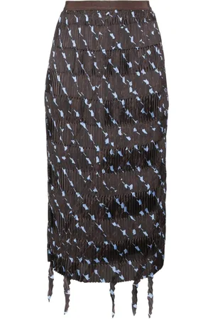 JNBY Fringed-edge midi skirt