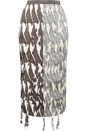 JNBY Fringed-edge midi skirt