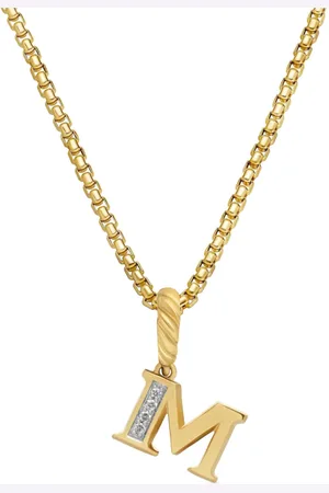 David Yurman 18kt yellow Pavé Initial diamond pendant