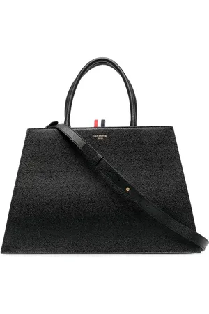 Thom Browne Logo print grained leather tote