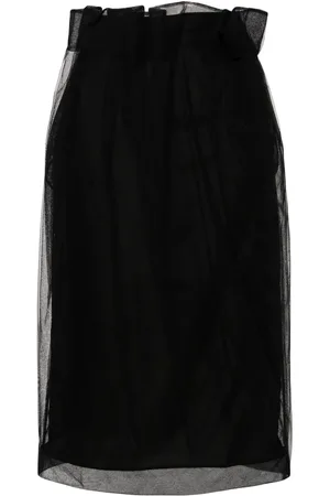 Simone Rocha Draped-waist tulle midi skirt