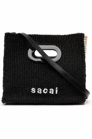 SACAI Logo-embroidered woven shopper