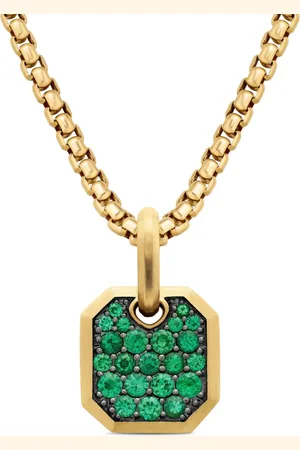 David Yurman 18kt yellow Roman emerald amulet (15mm)