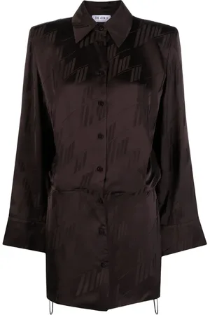 The Attico Logo-print satin shirtdress