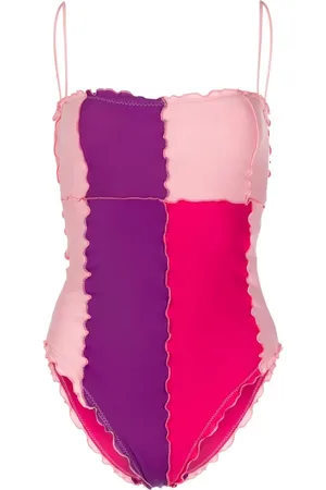 Sherris Ruffled colour-block swimsuit