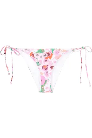 Ganni Floral-print string bikini bottoms