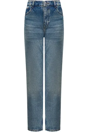 12 STOREEZ Zero Cotton whiskering effect straight-legged jeans