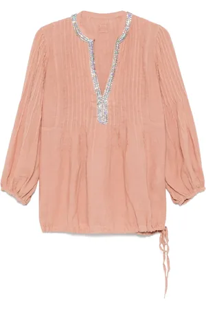 120% Lino Crystal-embellished blouse