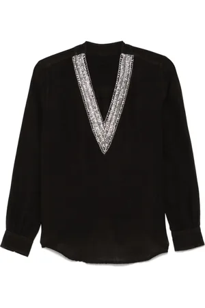 120% Lino Crystal-embellished blouse