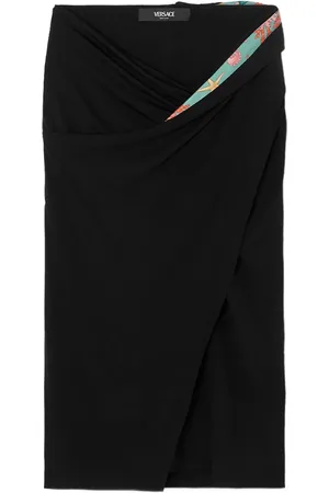 VERSACE Underwater Barocco draped midi skirt