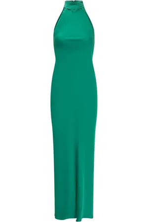 ACTUALEE Halterneck slit-detail maxi dress