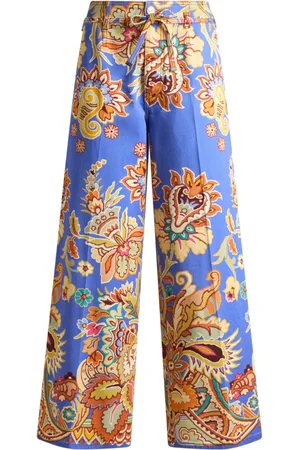 Etro Printed belted trousers