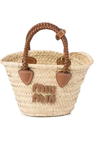 Miu Miu Logo-appliqué woven tote bag