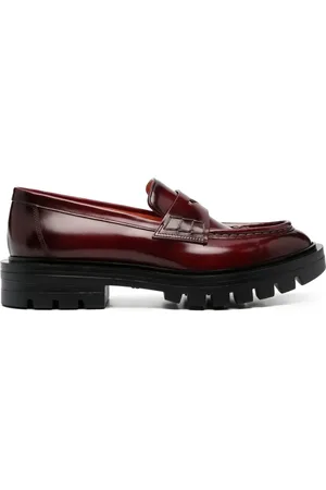 santoni Leather penny loafers
