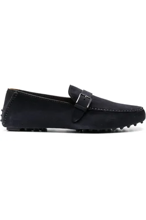 santoni Buckle-strap suede loafers
