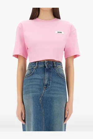 Msgm Tie-detail cropped T-shirt