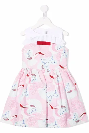 Simonetta Shell-print ruffle midi dress