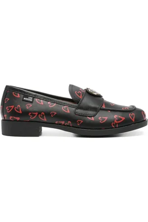 Moschino Logo-appliqué leather loafers