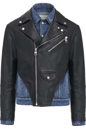 Alexander McQueen Leather panelled denim jacket