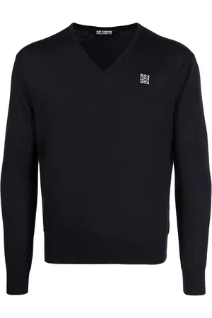 RAF SIMONS Embroidered-logo merino wool jumper