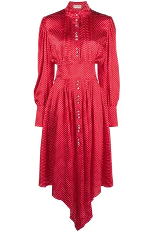 ALEXANDRE VAUTHIER Asymmetric polka-dot silk dress