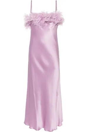 ANTONELLI Ligorio feather-trim midi dress