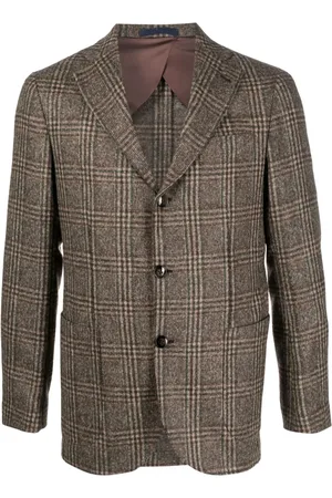 BARBA Plaid-check pattern single-breasted blazer