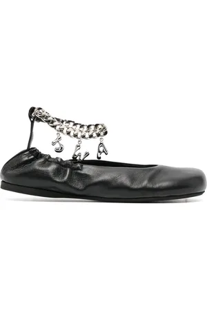 J.W.Anderson Logo-charm leather ballerina shoes