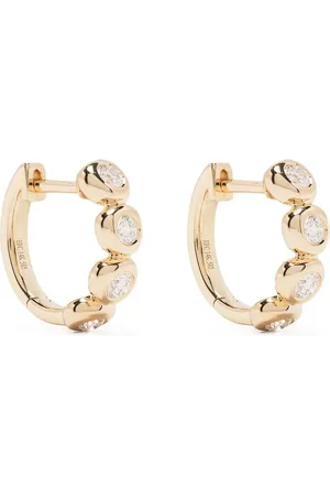 EF Collection 14kt yellow Pillow diamond huggie earring
