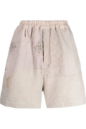 BY WALID Embroidered linen-cotton shorts