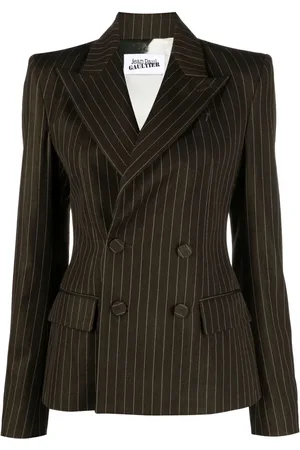 Jean Paul Gaultier Pinstriped double-breasted wool blend blazer