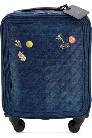 CHANEL 2017 diamond-quilted denim suitcase