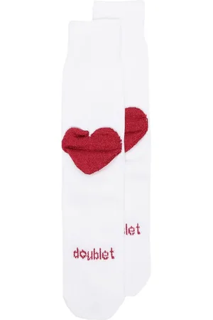 DOUBLET Metallic thread heart socks