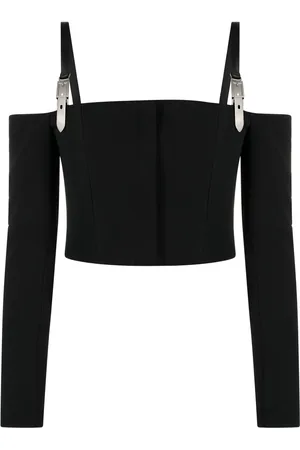 DAVID KOMA Buckle off-shoulder crop top