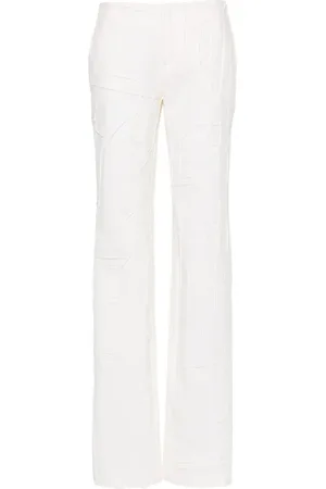 BLUMARINE Crinkled straight-leg trousers