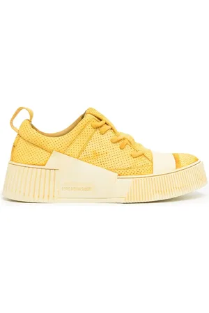 11 BY BORIS BIDJAN SABERI Distressed finish low-top leather sneakers
