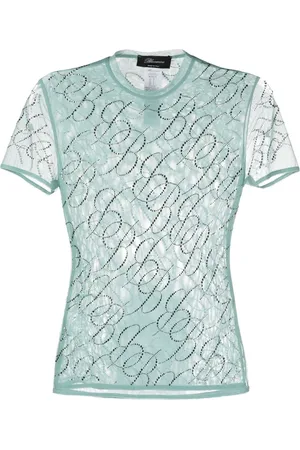 BLUMARINE Logo-studded short-sleeved T-shirt